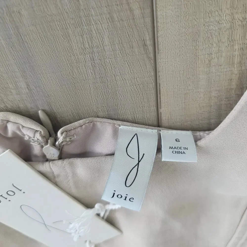 Joie Cream Sleeveless A-Line Square Neck Soft Fit & Flare Midi Dress Women Sz 6 - Picture 3 of 7